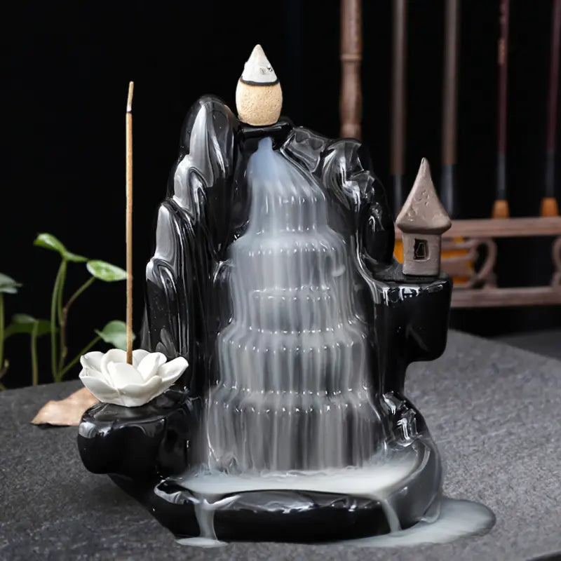 Dark Pavilion with Waterfall