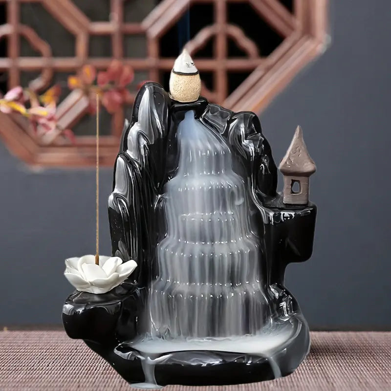 Dark Pavilion with Waterfall